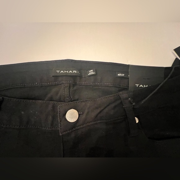 TAHARI KELLY WOMEN’S RAYON DENIM MID-RISE SKINNY JEANS. SIZE 16 W.  BLACK - Picture 5 of 7
